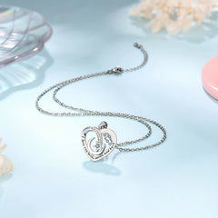Heart Moon Star Copper Zircon Pendant Necklace with Gift Card Box