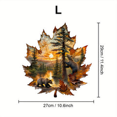 Autumn Wooden Jigsaw Puzzle Brown Bear Fall Foliage Art Gift