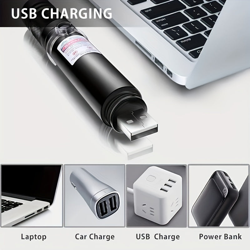 PC Green Laser Pointer USB Rechargeable Torch for Camping Hiking