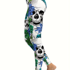 Spooky Halloween Skull Leggings High Stretch Workout Pants