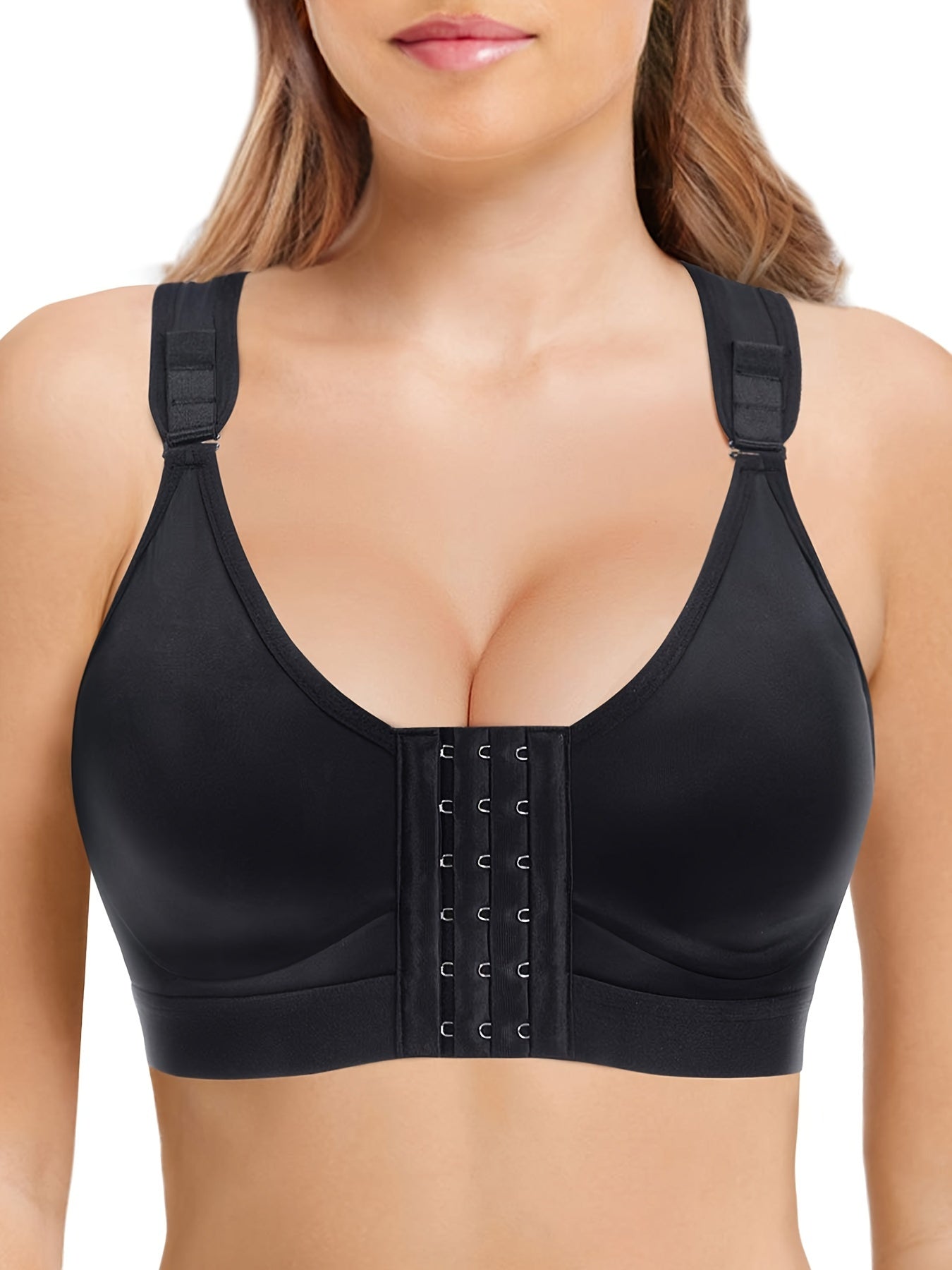 Front Closure Sports Bra Hollow Solid Running Workout Bra