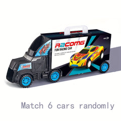 Folding Ejection Truck Toy w/ 6 Cars Friction Powered Alloy Vehicles Kids Gift
