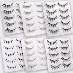 5 Pairs Natural Wispy False Eyelashes Faux Mink Cat Eye Long Lasting