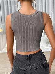 Knitted Crop Tank Top Y2K Sleeveless Sexy Tank