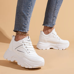 Waterproof Running Sports Shoes Thick Sole Lace up Sneakers Women's Footwear