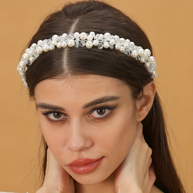 Bridal Crystal Pearl Headband Tiara Wedding Hair Accessories
