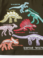 Dino Skeleton Print Kid's Long Sleeve Top