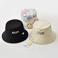 Baby Sunscreen Sun Hat Children's Basin Hat Happy Face Embroidery All-match Hat