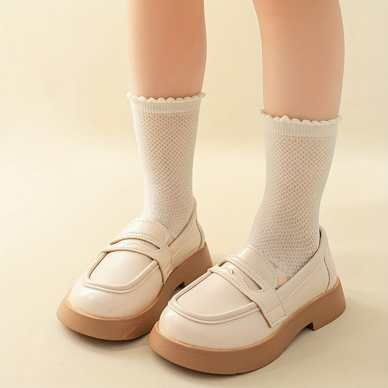 5Pairs Kids Summer Thin Mesh Breathable Lace Up Boat Socks