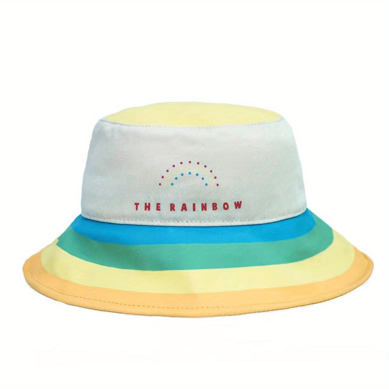 Rainbow Striped Bucket Hat Wide Brim UV Protection Summer Sun Hat