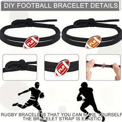 12 Pcs Rugby Decor Handwoven Bracelets Sporty Rope Wristbands