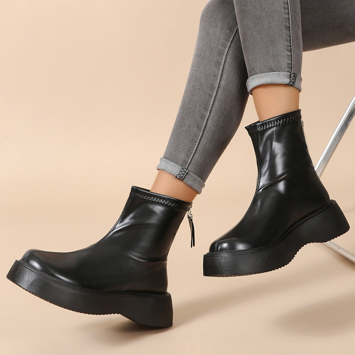British Style Zip Back Combat Boots