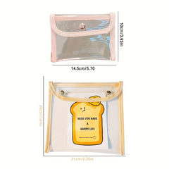 PVC Snap Button Storage Bag Waterproof Makeup Stationery Organizer