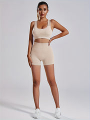 Yoga Set Sports Bra & High Waist Shorts Women's Activewear