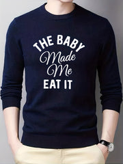THE BABY Knitted Sweater Men's Casual Warm Mid Stretch Pullover