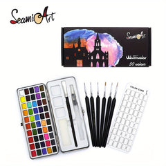 Seamiart 100 Colors Solid Watercolor Pigment Set Portable Writing Painting