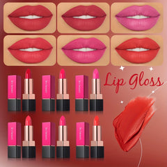 6 Colors Glitter Finish Matte Lipstick Waterproof Smudge Proof
