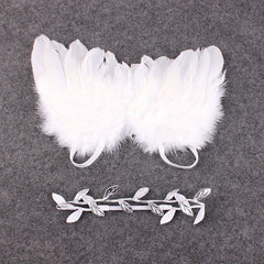 Angel Feather & Leaves Headband Set for Newborn Photos in Red