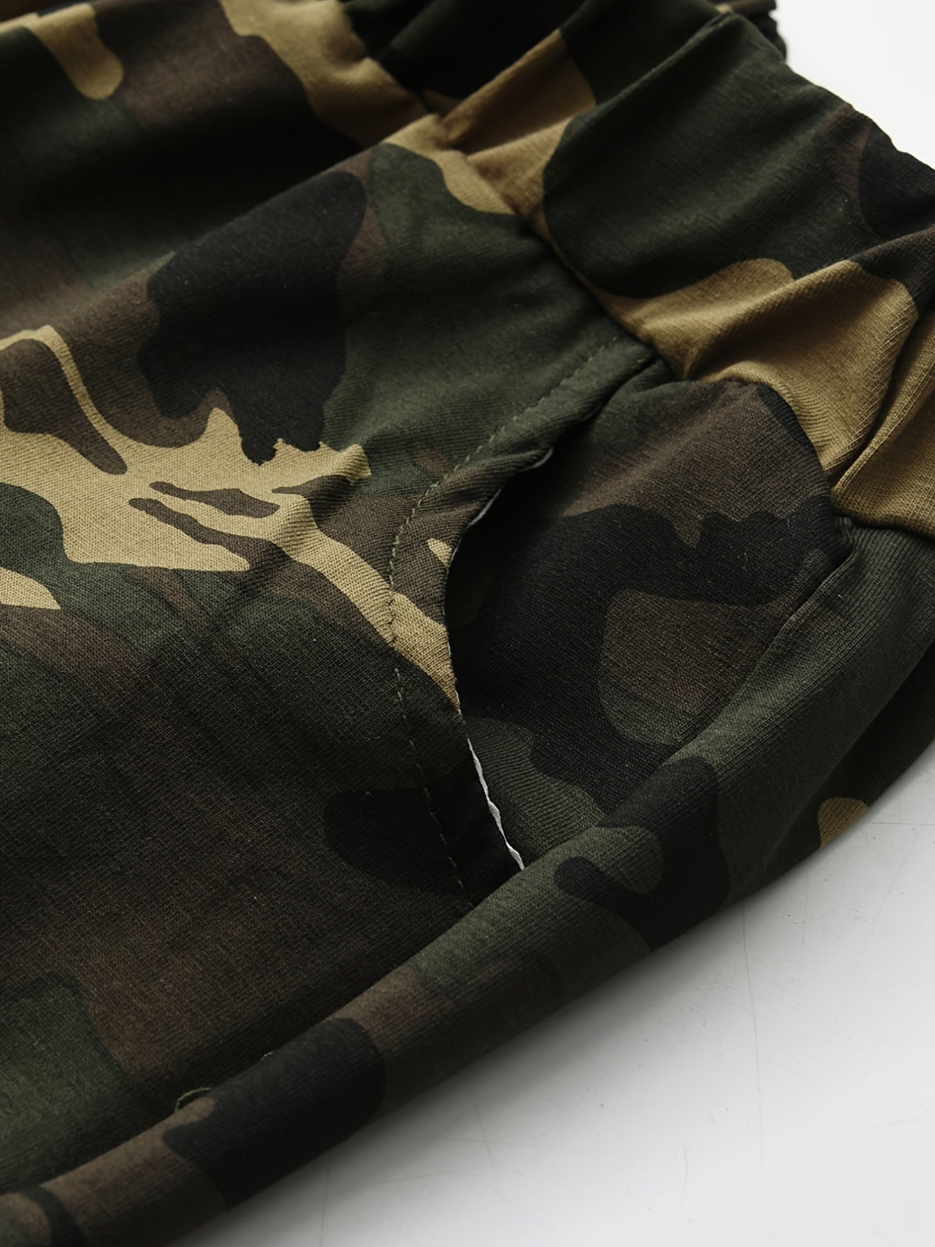 Boys Camo Print T-shirt and Shorts Set for Summer