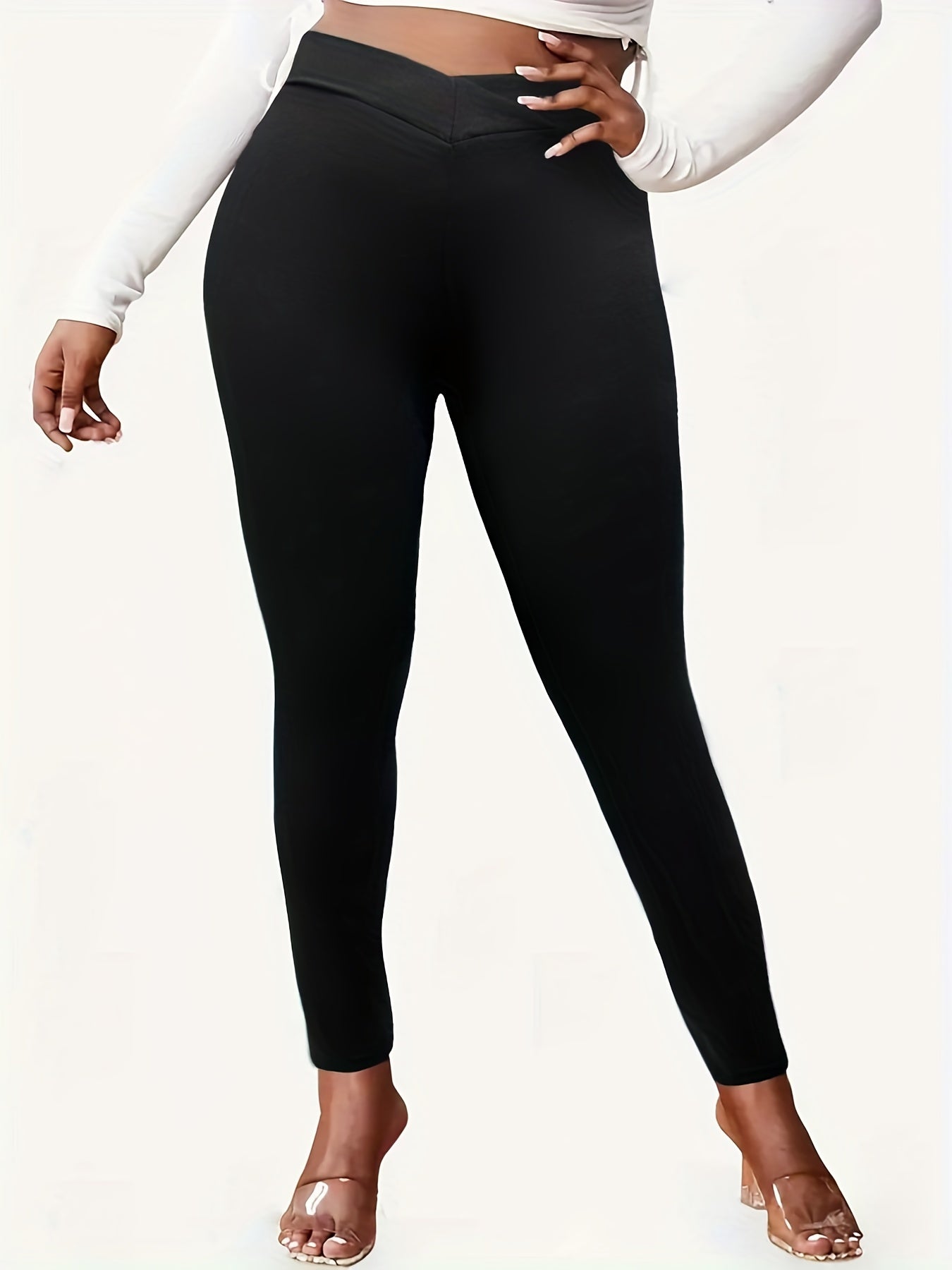 Solid Leggings Casual Slim Long Length