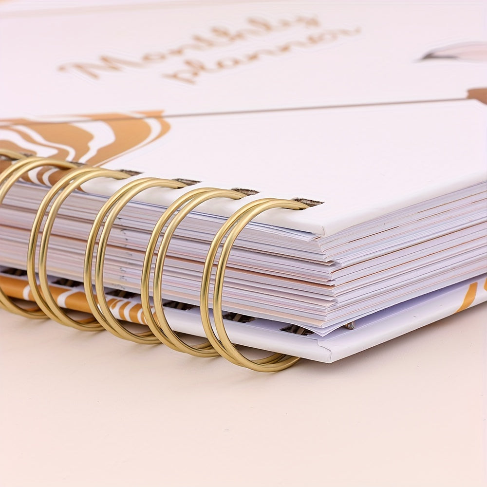 Delicate Monthly Planner Coil Book Flower Hard Cover With Calendar
