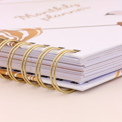 Delicate Monthly Planner Book Flower Hard Surface With Calendar