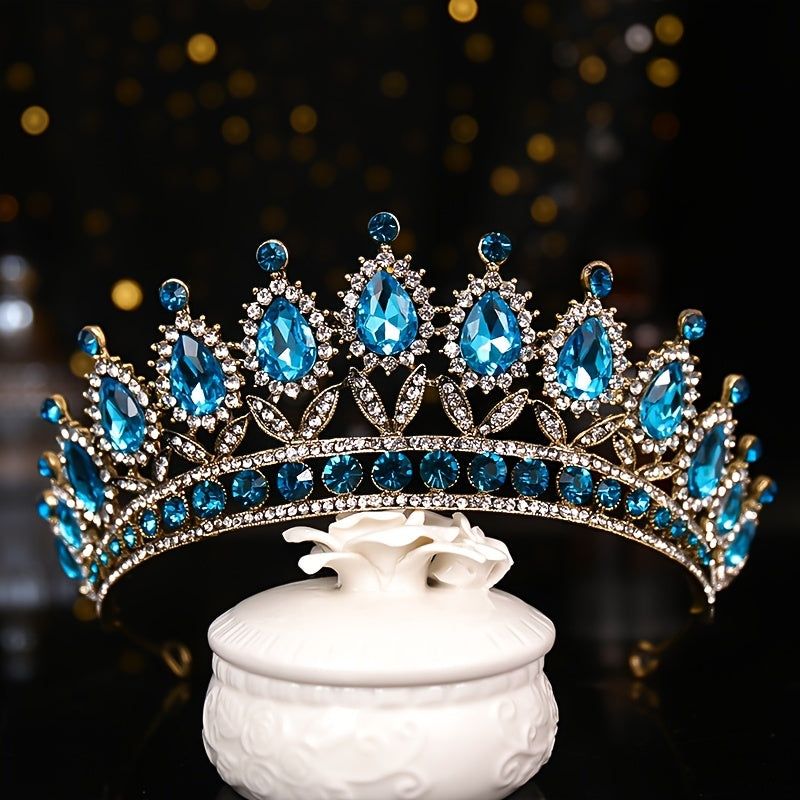 Sapphire Crystal Rhinestone Crown Hairband Headband Party Favor Decorations