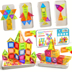 38pcs Magnetic Building Blocks Set for Kids with Iron Box