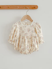 Puffy Sleeve Button Baby Girls Rompers Newborn Bodysuit