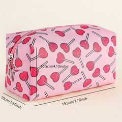 Pink Print Makeup Bag for Young Girls Woman