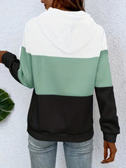Drawstring Block Hoodies Casual Long Sleeve Sweatshirt