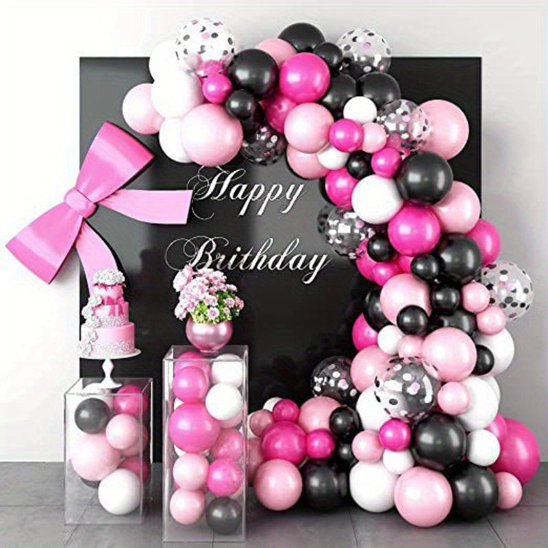 114-Piece Pink Rose Red Balloon Garland Set for Girls' Birthday & Wedding