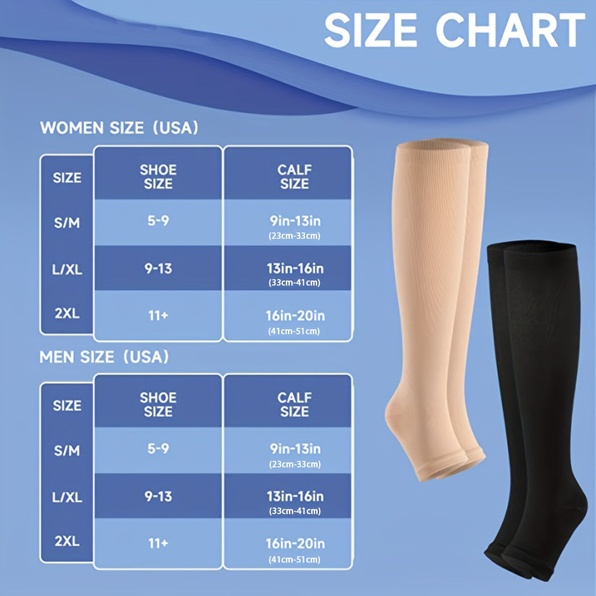 Copper Compression Socks for Women and Men 20-30 mmHg Knee High Wide Calf Socks