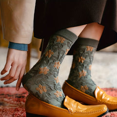5 Pairs Floral Print Socks Women's Mid Tube Stockings