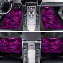 4pcs Purple Feather Car Floor Mats Non-slip Stain-resistant Front Rear Carpets