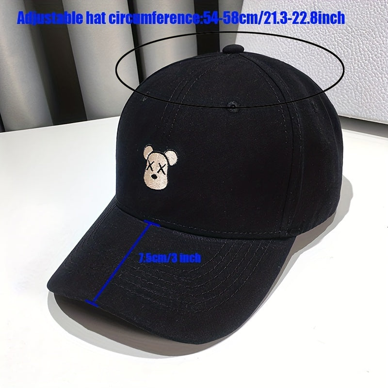 Cartoon Bear Embroidery Baseball Cap Adjustable Lightweight Cartoon Sports Hat