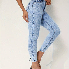Tie Dye Button Fly Skinny Jeans