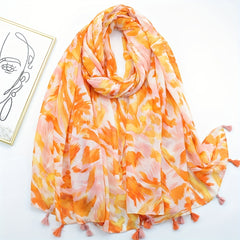 Geometric Pattern Print Tassel Scarf Classic Boho Striped Shawl