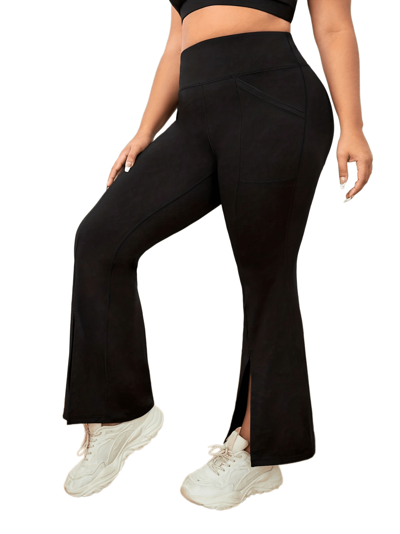 High Rise Flared Leg Yoga Pants With Pockets
