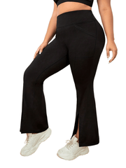 High Rise Flared Leg Yoga Pants With Pockets