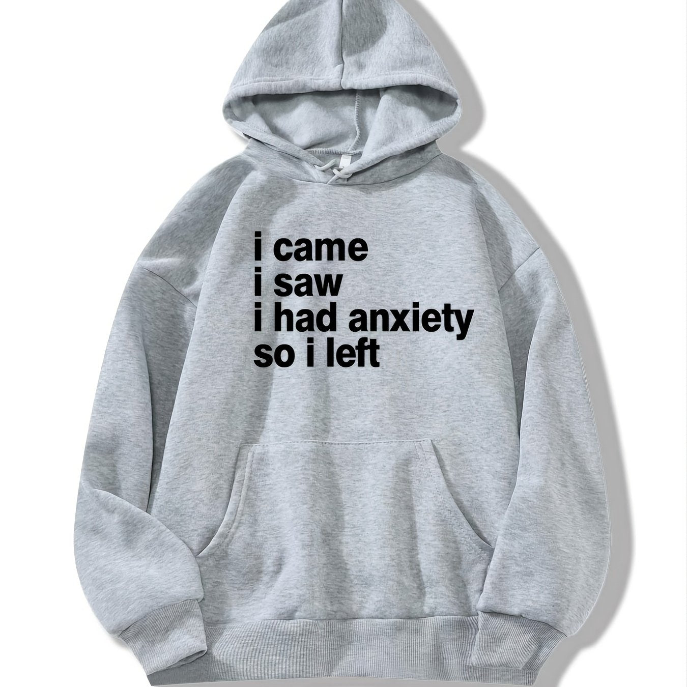 Letter Print Drawstring Hoodie Loose Hooded Sweatshirt