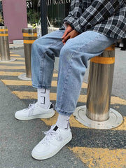 Men's Street Style Loose Fit Jeans with Pockets