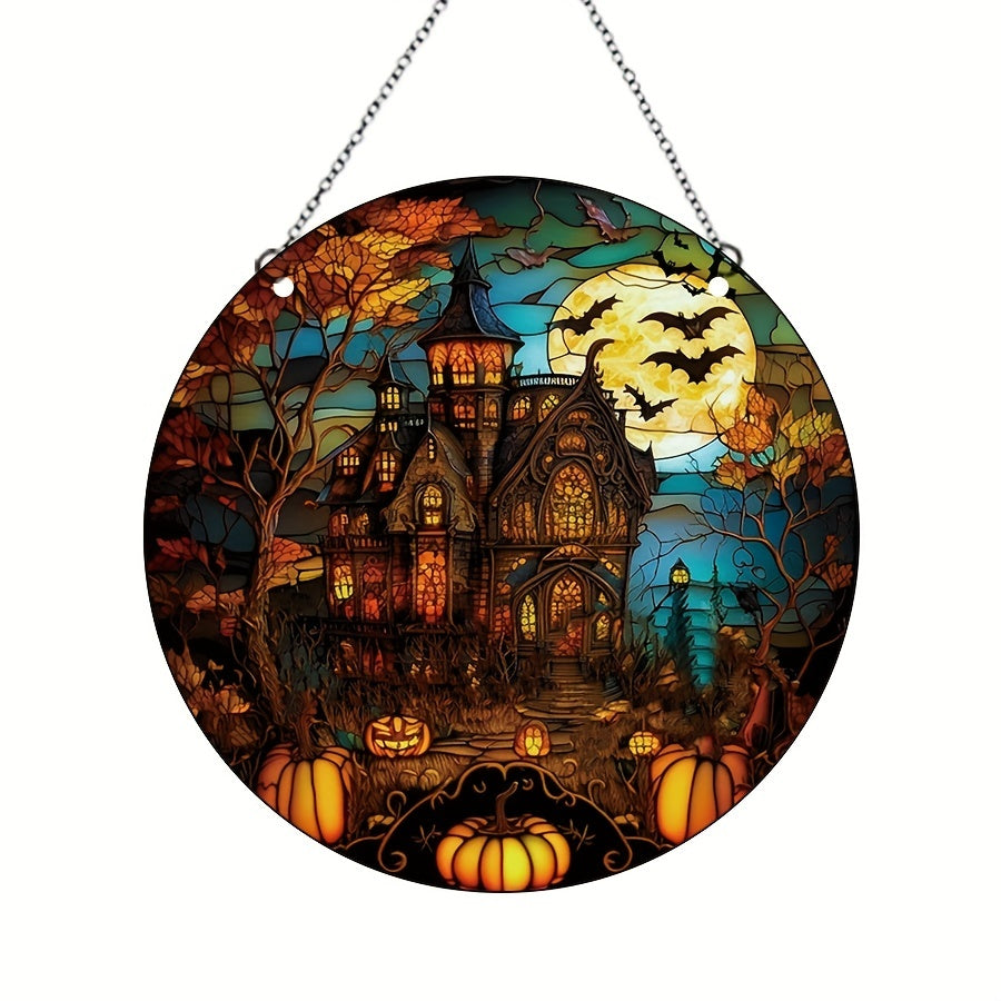 Halloween Acrylic Window Decoration - Moon Castle Bat Pumpkin