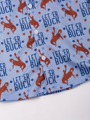 Boys Letter Horse Full Print Long Sleeve Button Down Shirt