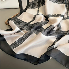 Printed Scarf Lightweight Silk Feeling Satin Shawl Long Mature Sunscreen Wrap