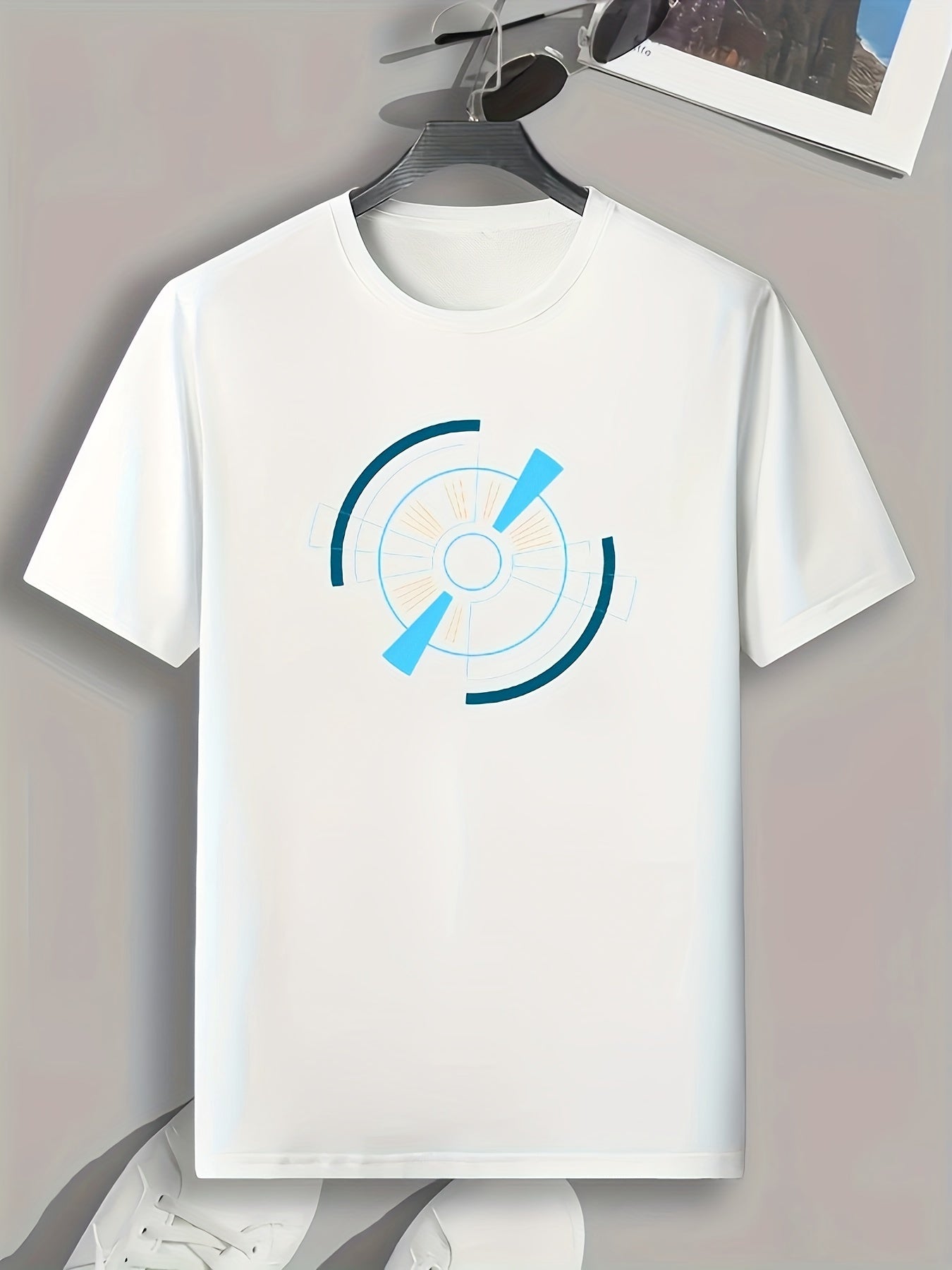 Disk Pattern Print Men's Comfy Sports T-shirt