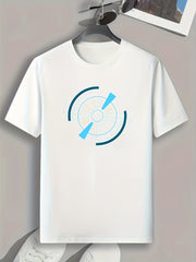 Disk Pattern Print Men's Comfy Sports T-shirt