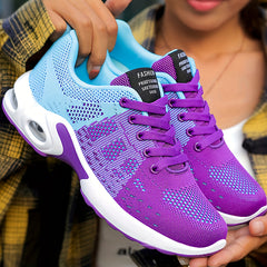 Ombre Mesh Sneakers Air Cushion Lace-up Running Shoes Non-slip Athletic
