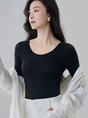 Solid Thermal Underwear Soft & Comfortable Slim Fit Top Women's Lingerie