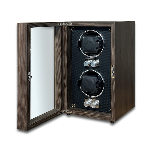 Wood Watch Winder Vertical 2 Slot Automatic Watches Box